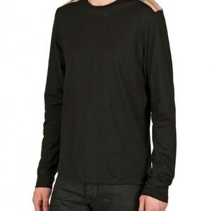 Burberry Black Long Sleeve Shirt with Tan Accents